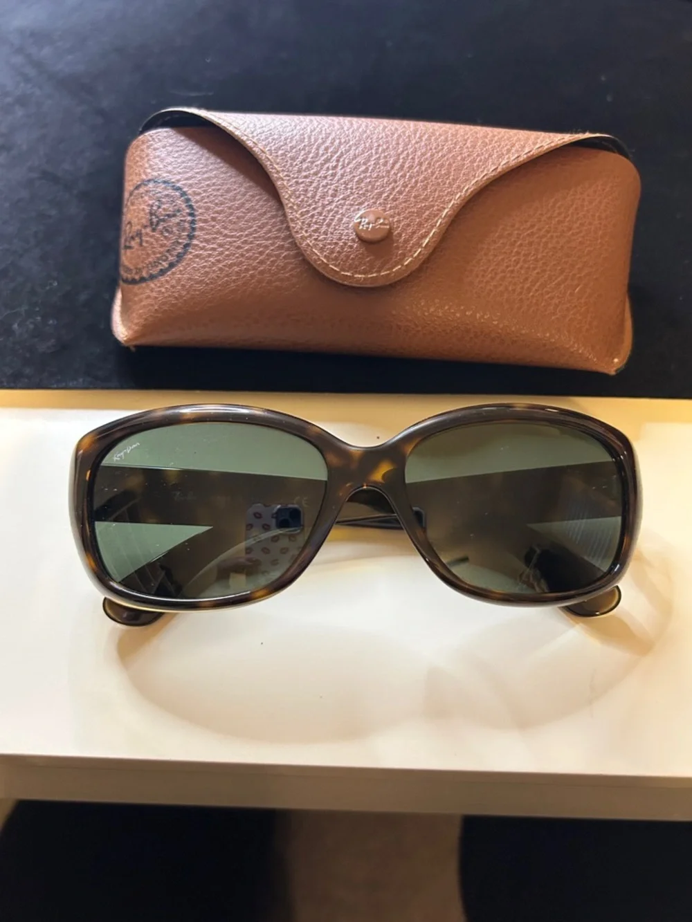 Ray-Ban Jackie Ohh Brown Tortoise Frame Sunglasses with Green Lenses - Picture 1 of 10